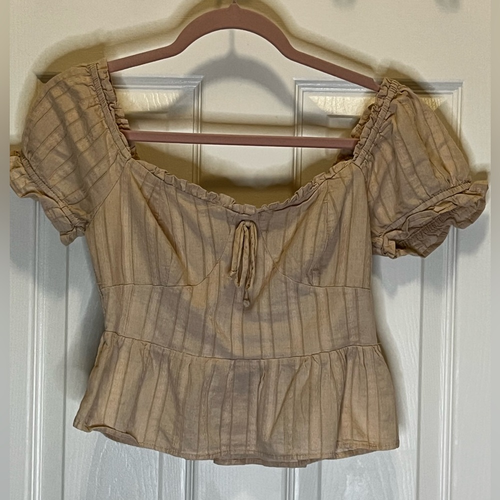 Women's Beige Ruffled Top
